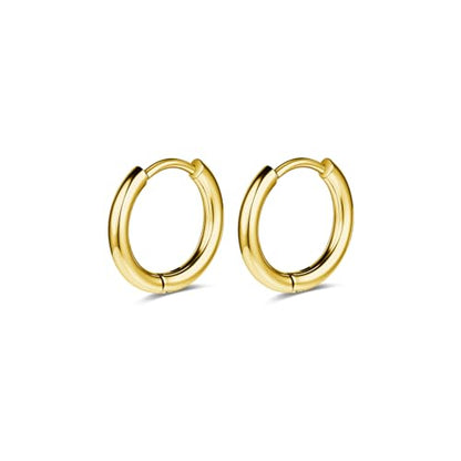 AOEDEJ G23 Titanium Black/Steel Gray/Gold Hoop Earrings 18G Small Huggie Hoop Earrings 8mm/10mm/12mm Cartilage for Sensitive Ears for Multiple Piercing Cartilage Hoop Earring Stack Jewelry - style: Circle-GD-8mm