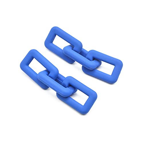 Chunky Acrylic Link Earrings Multicolor Thick Rectangle Paperclip Link Chain Earrings Rainbow Resin Geometric Paperclip Chain Ear Drop Dangle Earrings for Women Girl Funky Jewelry - color: N klein blue