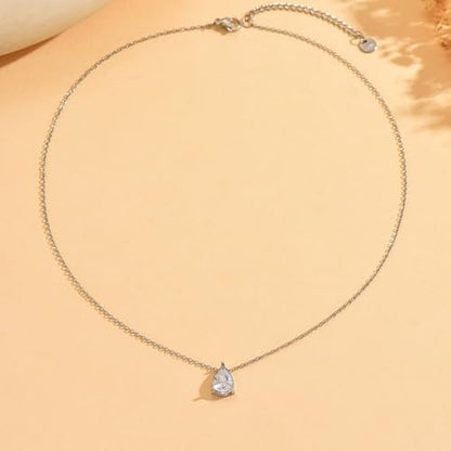 Cubic Zirconia Necklaces for Women 18K Gold Plated Tear drop Necklace Dainty Layered CZ Lariat Diamond Necklace - color: White Teardrop-White Gold