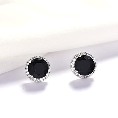 YOQUCOL Bright 8MM,10MM Cubic Zirconia Crystal Stud Earrings Round Pierced Earrings For Women - color: 10MM-Black