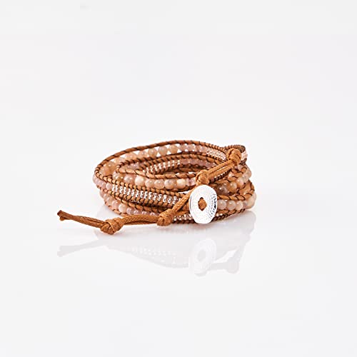 Bracelet for Women – Handmade Vegan Boho Natural Stone Layered Bracelet, Thailand Bohemian Stackable Beaded Wrap Bracelets, Summer Hippie Bracelet Stack, Fashion Jewelry Gifts - color: A10-Latte