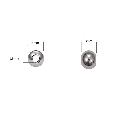 Stainless Steel Spacer Beads 4x3mm Round Loose Charm Caps Beads for DIY Jewelry Making 100pcs with 1.5mm Hole - color: 4x3mm 1.5mm
