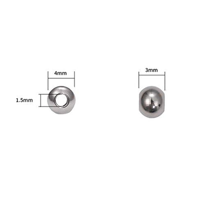 Stainless Steel Spacer Beads 4x3mm Round Loose Charm Caps Beads for DIY Jewelry Making 100pcs with 1.5mm Hole - color: 4x3mm 1.5mm