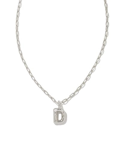 Kendra Scott Crystal Letter Short Pendant Necklace, Fashion Jewelry for Women - color: Letter D (RHODIUM-PLATED)