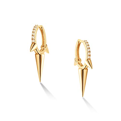 LOYATA Gold Huggie Hoop Earrings 14K Gold Plated Dainty Small Simple Hypoallergenic Jewelry Gift for Women - style: Triple Spike