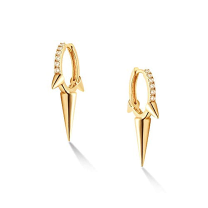 LOYATA Gold Huggie Hoop Earrings 14K Gold Plated Dainty Small Simple Hypoallergenic Jewelry Gift for Women - style: Triple Spike