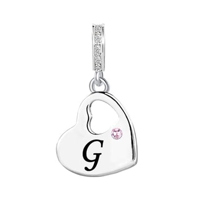KunBead Initial A-Z Letter Pink Heart Alphabet Birthday Dangle Love Charms Compatible with Pandora Charm Bracelet for Auntie Friend Sister Mom Daughter Nana Granddaughter Wife - style: Letter G
