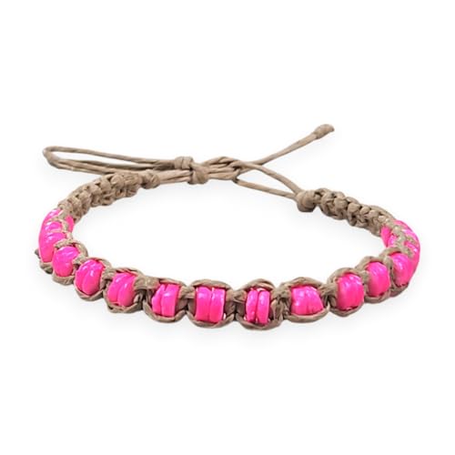 BlueRica Hemp Anklet with Puka Shell Beads - style: Neon Pink