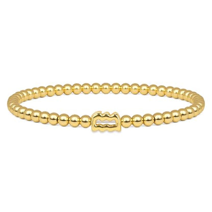 Gold 12 Constellations Bracelets for Women, 18K Gold Plated Beaded Stretch Bubble Bracelets Charm Jewelry Bracelet Gifts for Birthday Mother's Day Valentines Christmas - color: Aquarius