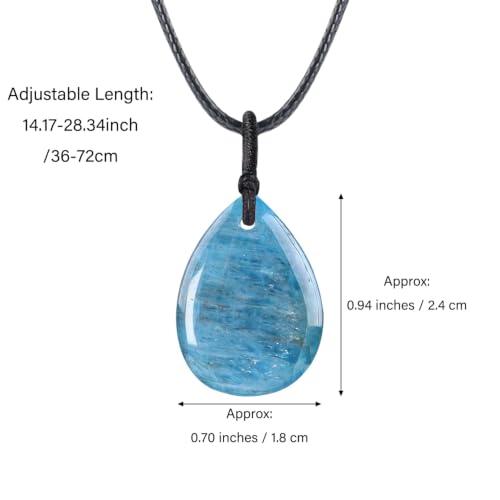 Teardrop Gemstone Necklaces for Women, Healing Crystal Pendant Necklace Birthstone Jewelry for Women - color: Blue apatite