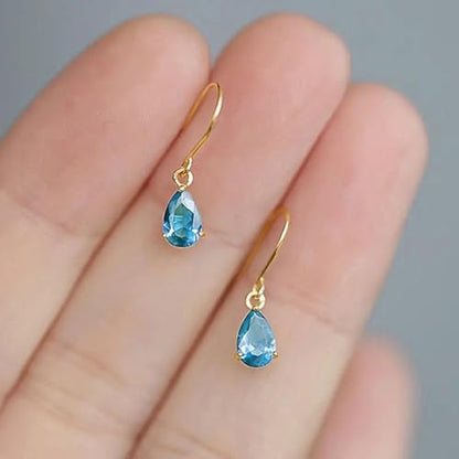 Dainty Drop Earrings with Pear CZ for Women Romantic Jewelry - color: E5413