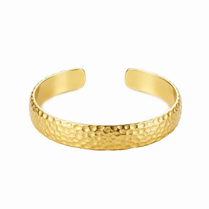 12mm/14mm Width 14K Gold Plated Bangle Bracelet for Women Men - color: Yellow-Style 2