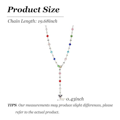 Long Heart Pendant Necklace Colorful Rhinestone Y Necklace Heart Lariat Jewelry Multicolor Party Outfit Accessory - color: A2:lariat necklace