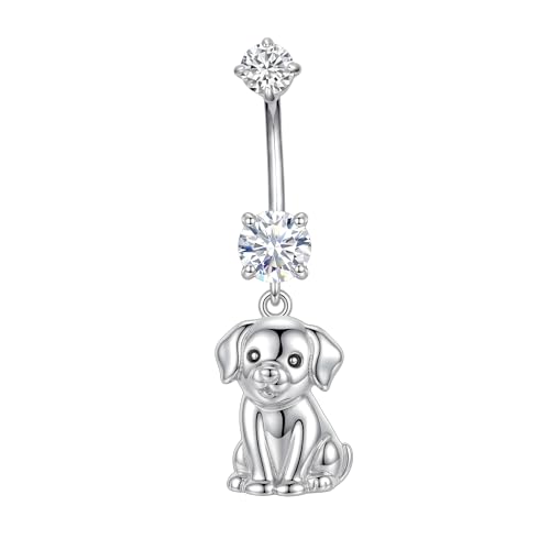 Belly Button Rings 925 Sterling Silver Belly Piercing Jewelry Hypoallergenic Navel Rings Gifts for Women - style: Dog