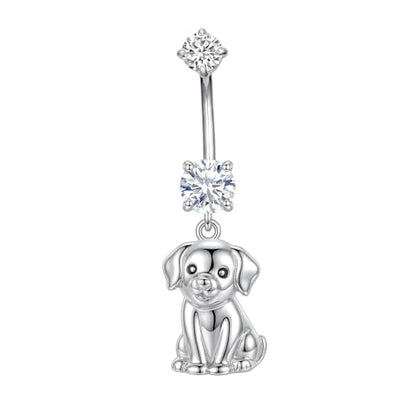 Belly Button Rings 925 Sterling Silver Belly Piercing Jewelry Hypoallergenic Navel Rings Gifts for Women - style: Dog