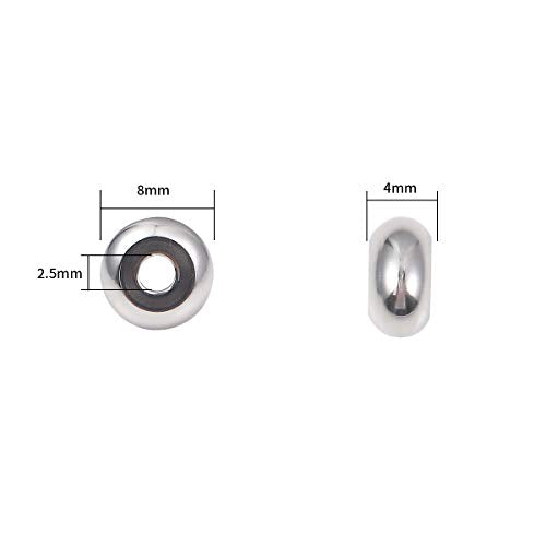 Stainless Steel Spacer Beads 8x4mm Rondelle Loose Charm Caps Beads for DIY Jewelry Making 50pcs with 2.5mm Hole - color: 8x4mm 2.5mm