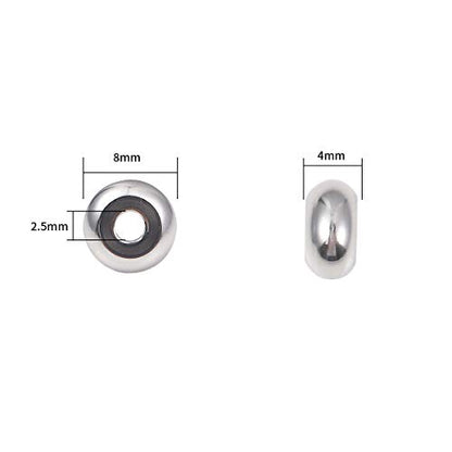 Stainless Steel Spacer Beads 8x4mm Rondelle Loose Charm Caps Beads for DIY Jewelry Making 50pcs with 2.5mm Hole - color: 8x4mm 2.5mm