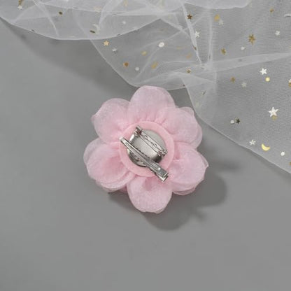 4.33" Soft Pink Flower Hair Clip | Lightweight Elegant & Perfect for Weddings, Parties or Daily Wear. Add a Feminine Touch to Hairstyles, Dresses, Hats & Accessories | Durable & stylish design - color: Light Pink