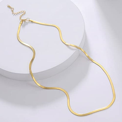 DEARMAY 14K Gold Plated Herringbone Necklaces for Women, Dainty Gold Snake Choker Chain Non Tarnish Trendy Simple Thin & Chunky Options Neckalce 1.5/3/5/6/8mm Chain Jewelry for Gifts - color: 3MM 18"-GD Herringbone Necklace