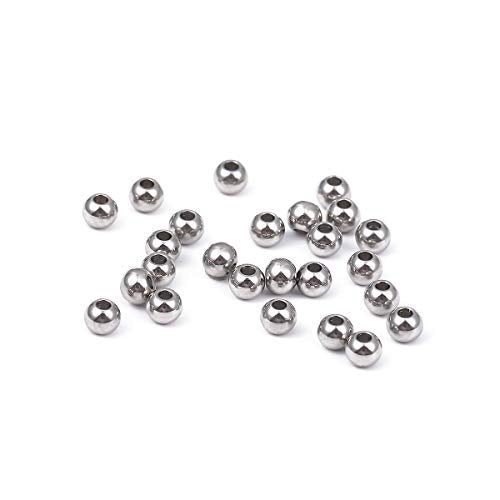 Stainless Steel Spacer Beads 3x2.5mm Round Loose Charm Caps Beads for DIY Jewelry Making 100pcs with 1mm Hole - color: 3x2.5mm 1mm