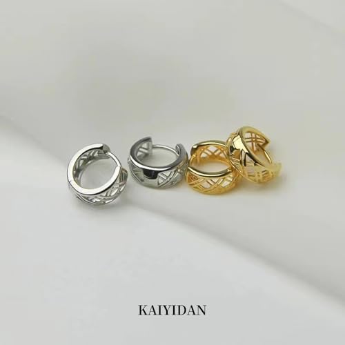 2 Pairs Gold/Silver Hoop Earrings For Women Set Trendy,14K Plated Gold Chunky Huggie Hoop Earings Pack,Oval Twisted Statement Silver Hoops,Fashion Jewelry Gift - color: 18) small hollow rhombus hoop