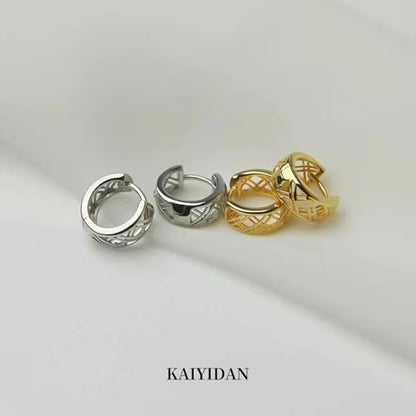 2 Pairs Gold/Silver Hoop Earrings For Women Set Trendy,14K Plated Gold Chunky Huggie Hoop Earings Pack,Oval Twisted Statement Silver Hoops,Fashion Jewelry Gift - color: 18) small hollow rhombus hoop