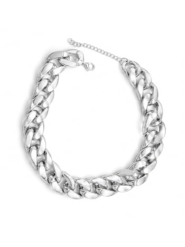 Chunky Link Cuban Chains Necklace Women's Punk Hip-hop Thick Gold Chain Choker Necklace Fashion Costume Jewelry for Women (gold) - color: style3-silve
