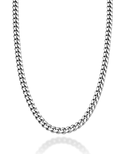 Miabella Italian Thick 925 Sterling Silver Cuban Link Chain Men Necklace | 3.2mm, 5mm, 7mm, Heavy, Solid Curb, Fine Jewerly, Made in Italy - size: Length 26 Inches, style: 7mm