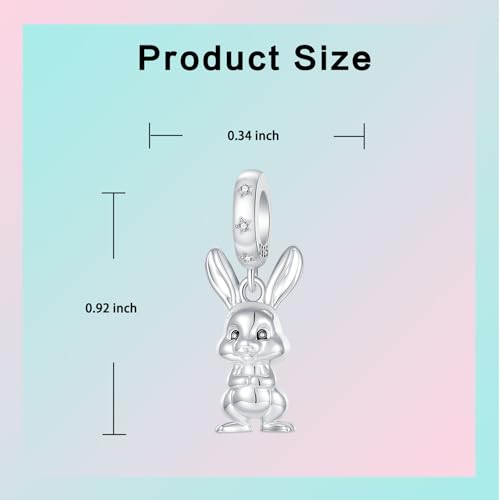 Family Love Mother Daughter Grandma Charm 925 Sterling Silver fits Bracelets Necklace Pendant Bead Charms Jewelry Gift for Women Family Friends - color: Easter Bunny Dangle Charm
