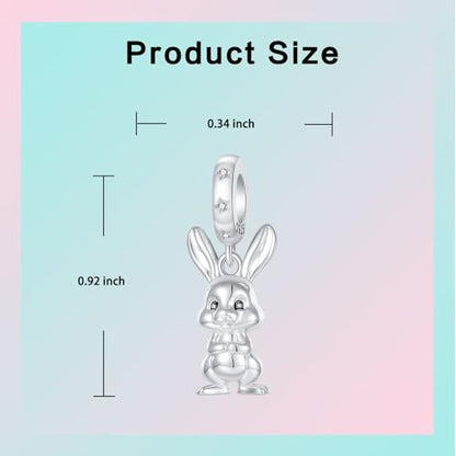 Family Love Mother Daughter Grandma Charm 925 Sterling Silver fits Bracelets Necklace Pendant Bead Charms Jewelry Gift for Women Family Friends - color: Easter Bunny Dangle Charm