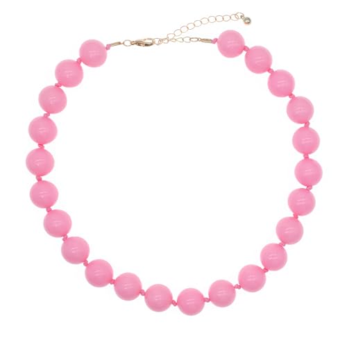 JNF Chunky Beaded Necklaces Women Large Big Ball Bead Choker Necklace Bold Statement Beads jewelry Gift - color: pink bead choker