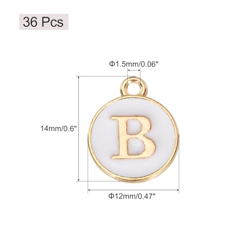 MECCANIXITY Pendants Letter Charm Initial Charm Double Sided Alphabet for DIY Necklace Bracelet Earrings Jewelry Making - style: B