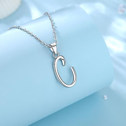 EUDORA Sterling Silver Initial Necklaces for Women, Classic 26 Letter Neckless Gifts for Girls, Sister, Mother Daughter, 18 inch Chain - style: C