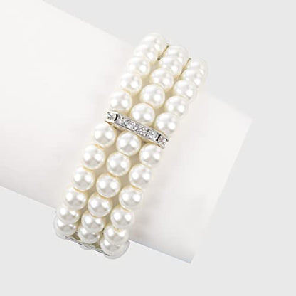 BABEYOND 1920s Flapper Imitation Pearl Bracelet Great Gatsby Pearl Bracelet Roaring 20s Accessories Jewelry Set - style: 3layer