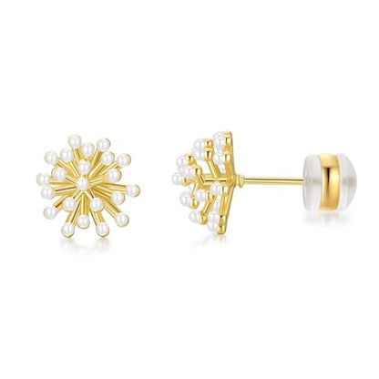 Pearl and Rhinestone Stud Earrings for Women Retro Statement Earrings Wedding Party Prom Jewelry - color: Cluster Pearl-Gold