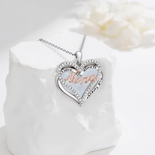 925 Sterling Silver Necklace Gifts for Women Crystal/Opal Jewelry Pendant Christmas Birthday Gift - style: Opal-Nana