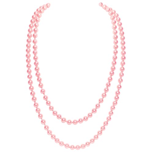 BABEYOND Long Pearl Necklace Faux Pearls Necklace Set Beaded Long Pearls Necklace 1920s Gatsby Costume Jewelry - color: Pink
