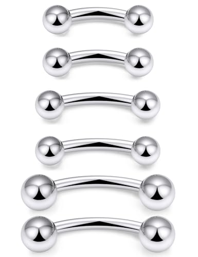 20g 18g 16g 14g Rook Piercing Jewelry Titanium Externally Threaded Curved Barbell Eyebrow Tragus Helix Conch Lobe Labret Earrings Lip Rings Body Piercing Jewelry For Women Men Ball Spike 6mm-19mm - size: 14G - 8/10/12mm Ball