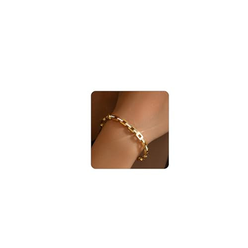 Gold Bangle for Women 18K Gold Plated Bamboo Heart Star Labyrinth Bangle Bracelets Dainty Stainless Steel Jewelry Gifts - color: Hollow Out CZ Bangle-Gold