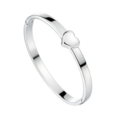 Heart Bangle Bracelet for Mom Silver/Gold Stainless Steel Bracelet for Women Oval Bangle Love Chunky Bracelets - color: 6mm Silver