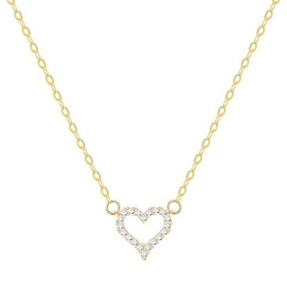 Starain Heart Necklaces for Women Dainty Cubic Zirconia Love Heart Pendant Necklace 18K Gold Plated Chain Trendy Stuff Jewelry - color: B Gold Heart Necklace