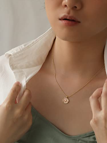 S.Leaf 18K Gold Plated Cubic Zirconia Choker Necklace for Women 925 Sterling Silver Layered Coin Moon Star Heart Circle Crystal Lariat Pendant Necklaces Gifts for Women Trendy - color: Coin_Star