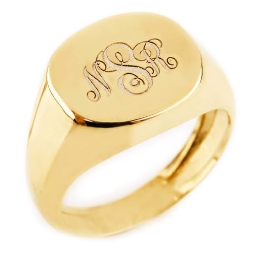 Elegant jewel box Women 3 monogram signet ring in solid Gold 9k, 14k, & 18k, Custom engraved chevalier, Personalized Initial signet ring, Unique gift, RN340