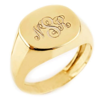 Elegant jewel box Women 3 monogram signet ring in solid Gold 9k, 14k, & 18k, Custom engraved chevalier, Personalized Initial signet ring, Unique gift, RN340