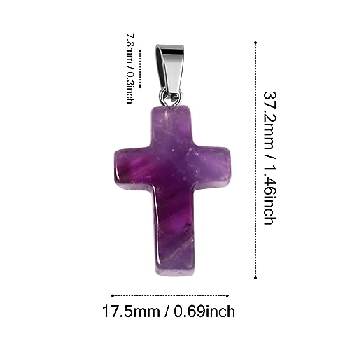 12PCS Natural Stone Cross Pendant Gemstone Charms Bulk for Jewelry Making | Healing Crystal Quartz Chakra Reiki Gemstone Pendants Charms Bulk for Necklace Craft - color: Amethyst Cross