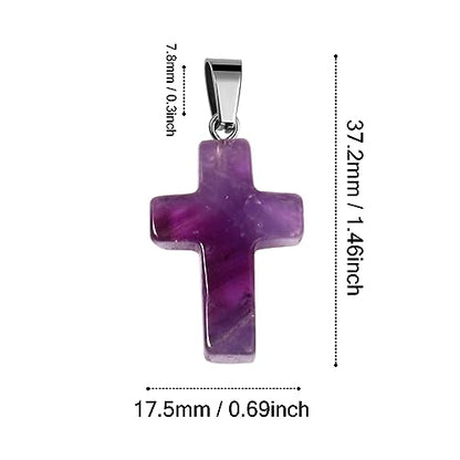 12PCS Natural Stone Cross Pendant Gemstone Charms Bulk for Jewelry Making | Healing Crystal Quartz Chakra Reiki Gemstone Pendants Charms Bulk for Necklace Craft - color: Amethyst Cross