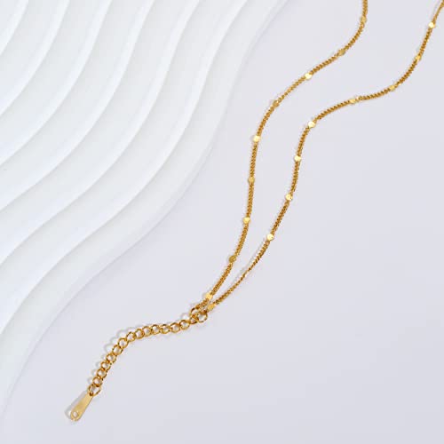 Ankle Bracelets for Women 18K Gold Plated Dainty Layering Anklets for Women Layered Twisted Rope Coin Chain Anklet Bracelets Waterproof Beach Summer Foot Jewelry - color: Layered Dot-Gold