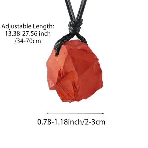 Natural Raw Crystal Necklace for Women Irregular Stone Necklaces Spiritual Gemstone Pendant with Adjustable Rope - color: A-Red Jasper