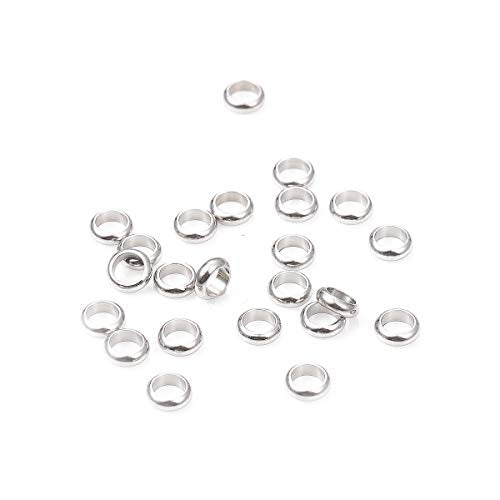 Stainless Steel Spacer Beads 6x2mm Rondelle Loose Charm Caps Beads for DIY Jewelry Making 100pcs with 4mm Hole - color: 6x2mm 4mm