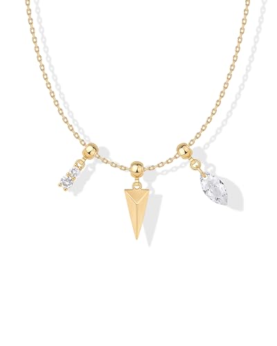 PAVOI 14K Gold Plated Dainty Necklace with Removable Charms Set for Women | 2 and 3-Pack Small Motif & Mantra Pendants, Adjustable Chain Gold Charm Necklace, Cute Jewelry Gifts - style: Minimalist Pack